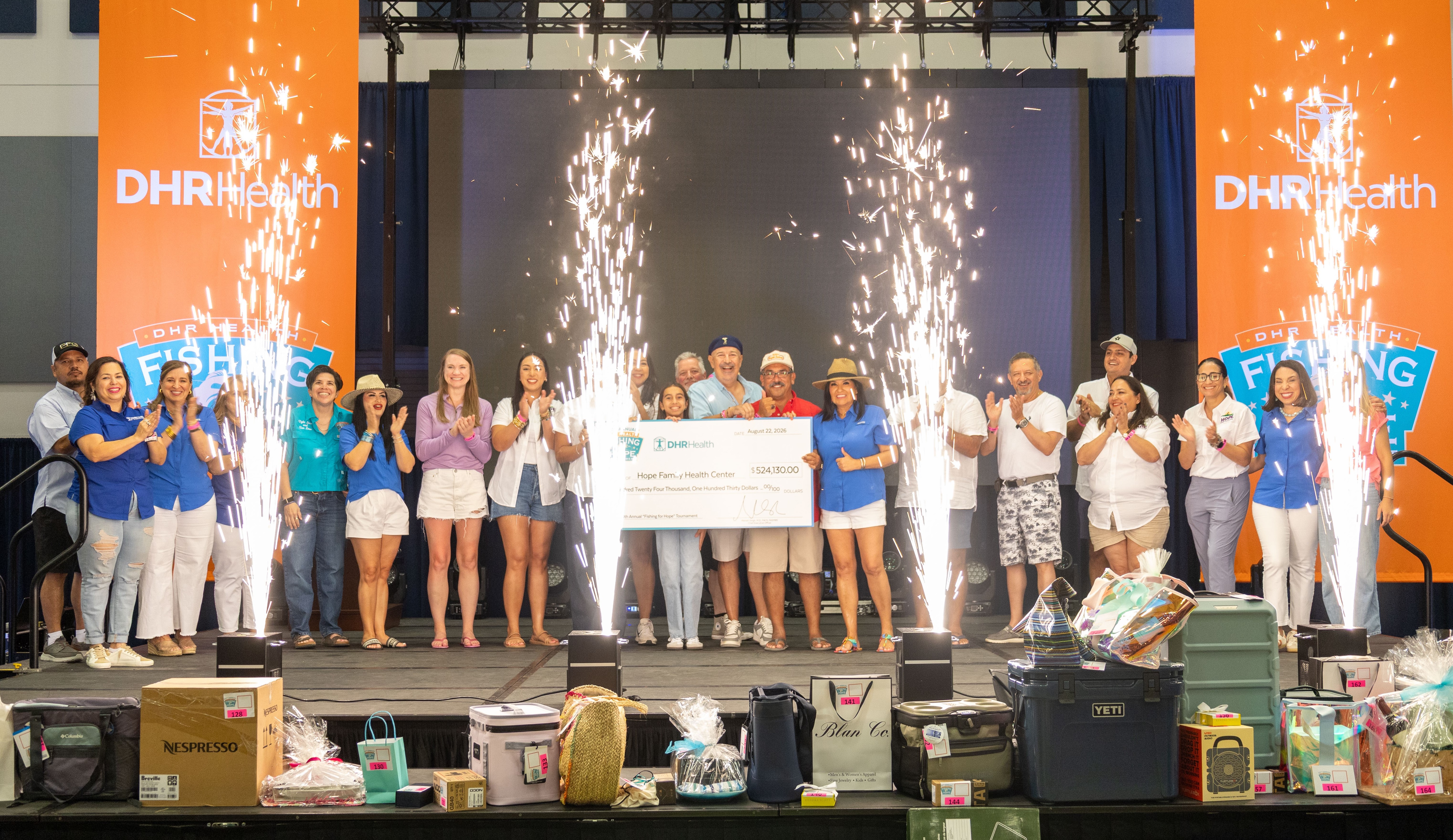Check Donation Presentation Celebration With Group
